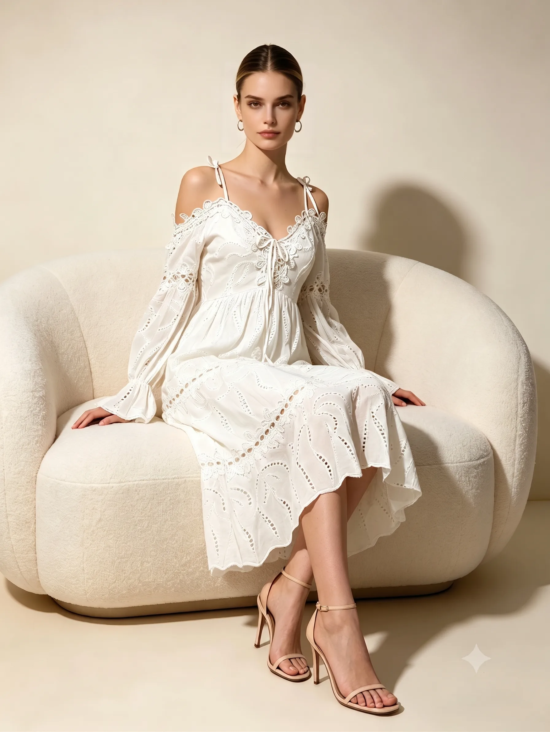 Rochie bumbac vara cu broderie dantela 2